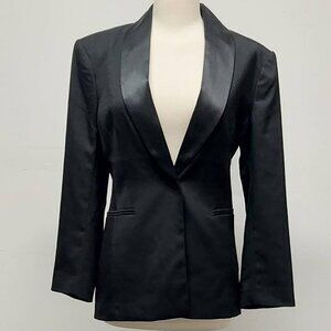 H&M Tuxedo Blazer Single-breasted Satin Shawl Lapel Black Size: XS
